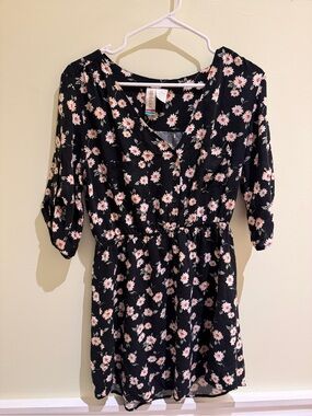 Mimi Chica Black Mini Dress with Pink Floral Print